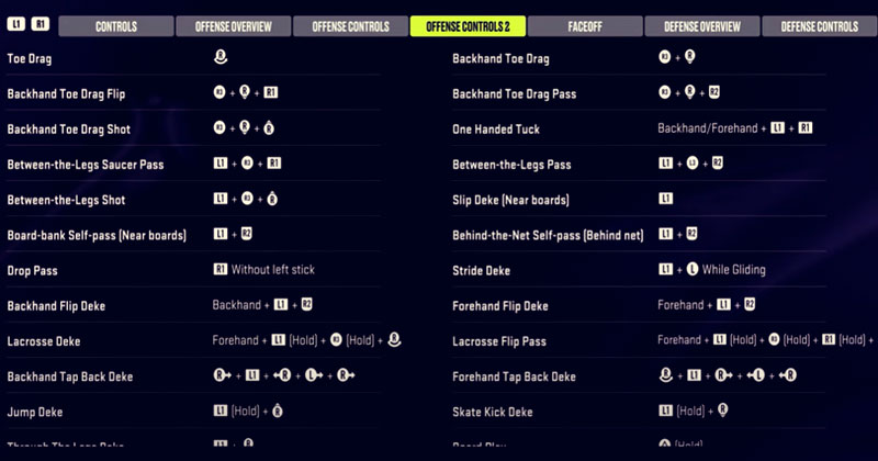 NHL 24 Setting Controls