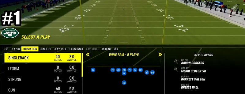 Madden 24 New York Jets Offensive Playbook Screenshot