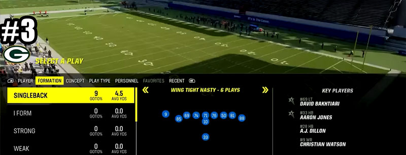 Madden 24 Green Bay Packers Offensive Playbook Screenshot