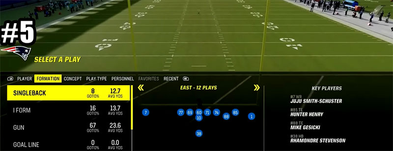 Madden 24 New England Patriots Offensive Playbook Screenshot
