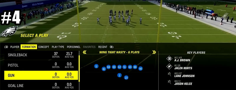 Madden 24 Eagles and Colts Offensive Playbooks Screenshot